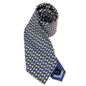 Tommy Hilfiger Blue/Yellow Polka Dot Fish Print Men's Tie
